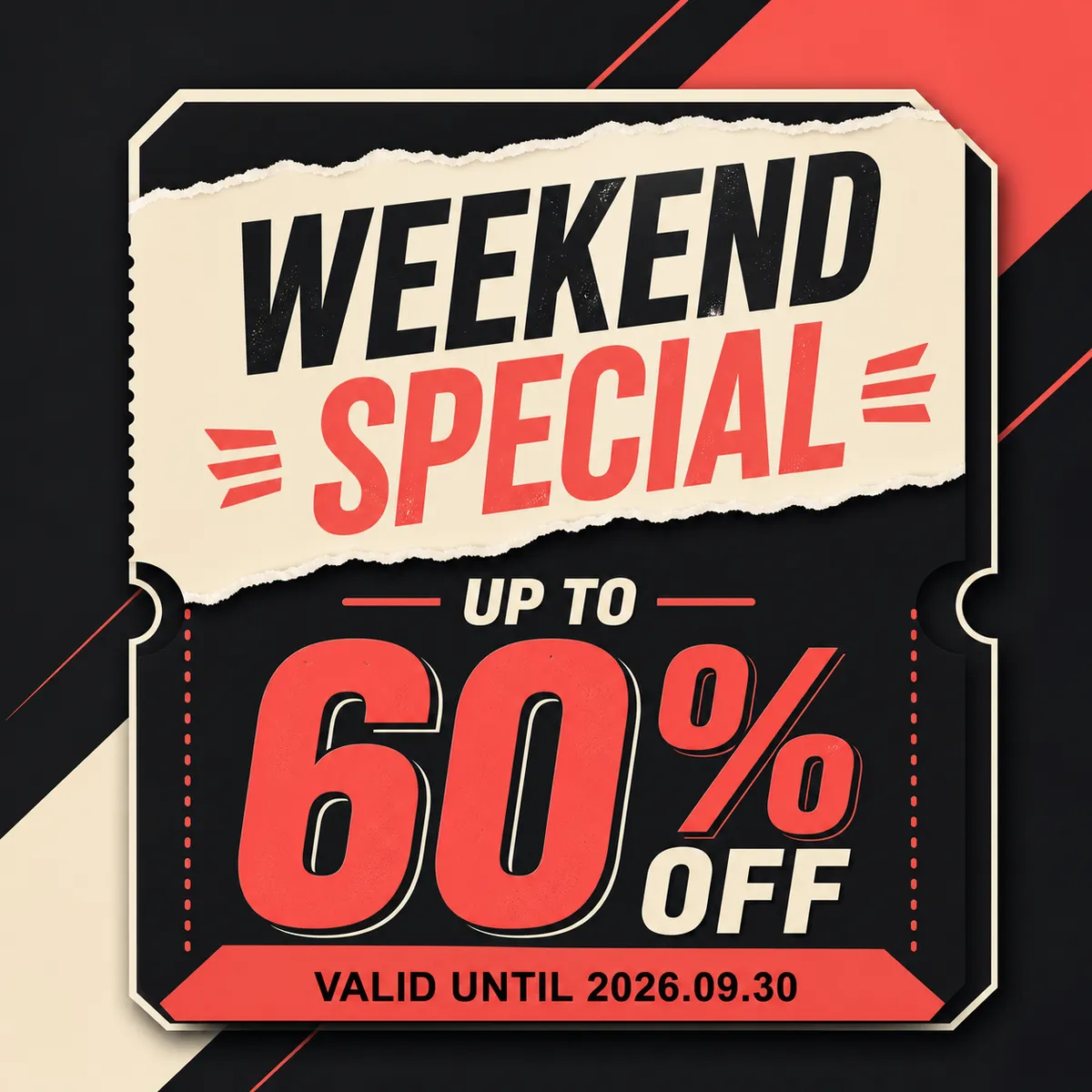 折扣促销 60%｜AI图像生成提示词