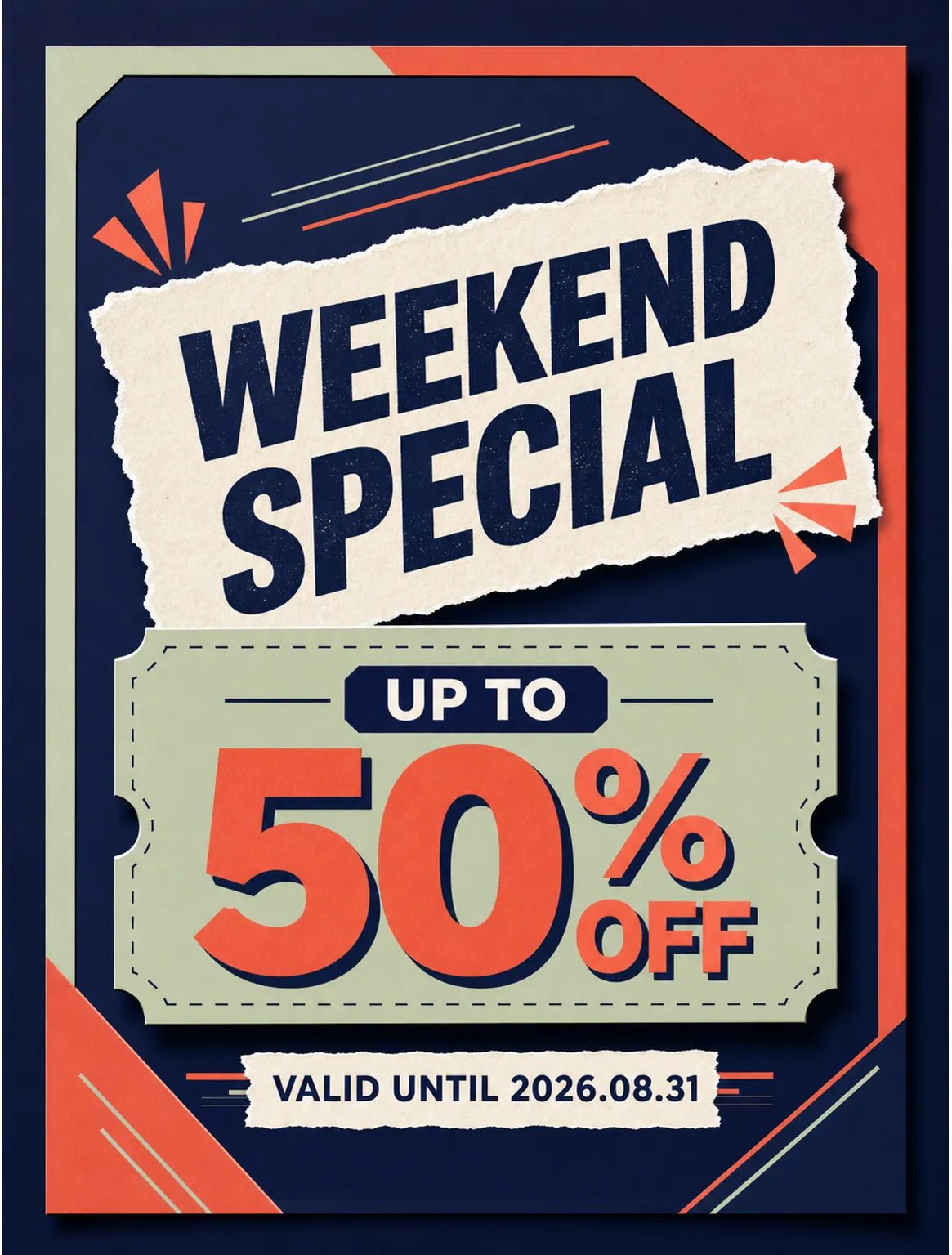折扣促销 50%｜AI图像生成提示词