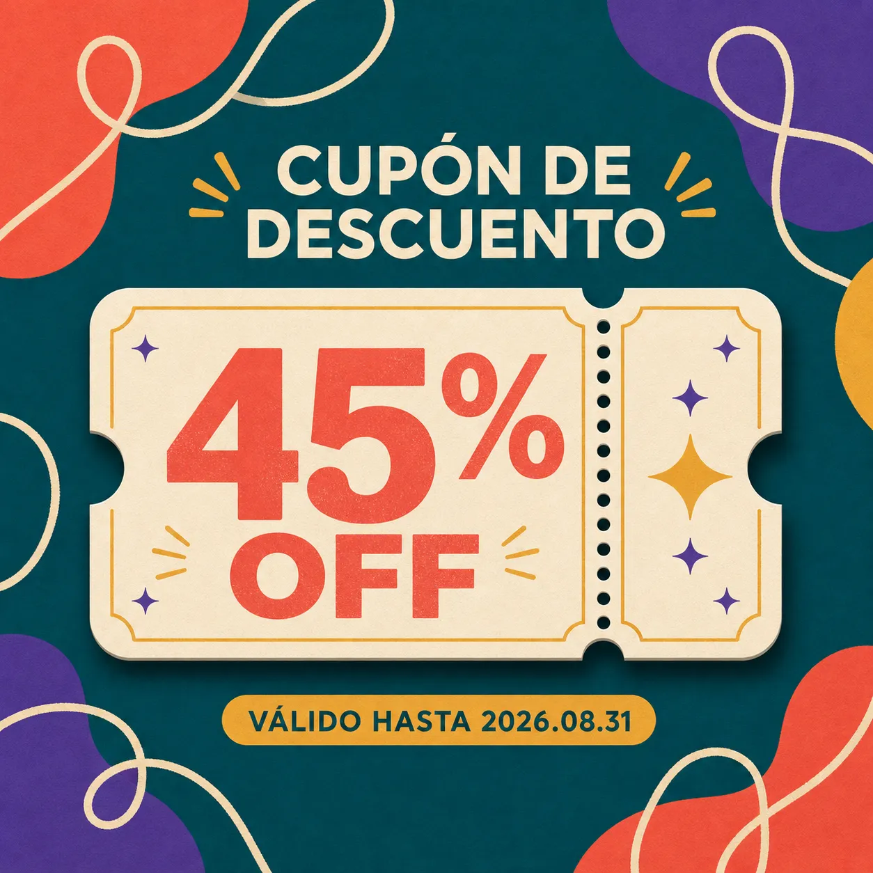 45 Percent Off Discount Coupon Ticket Graphic｜AI Image Generation Prompts