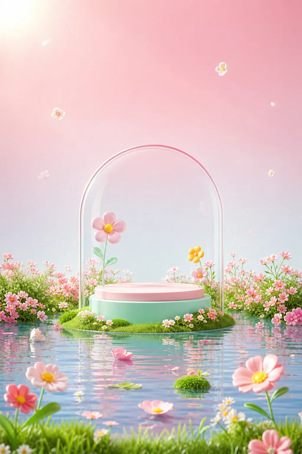 珠宝腕表样机 · 产品展示台 · 花卉植物场景｜AI图像生成提示词