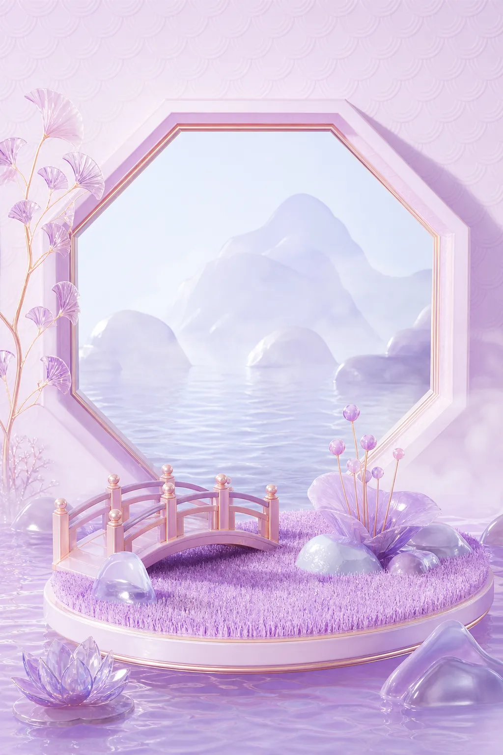 自然风景场景 · 花卉植物场景 · 透明玻璃质感｜AI图像生成提示词