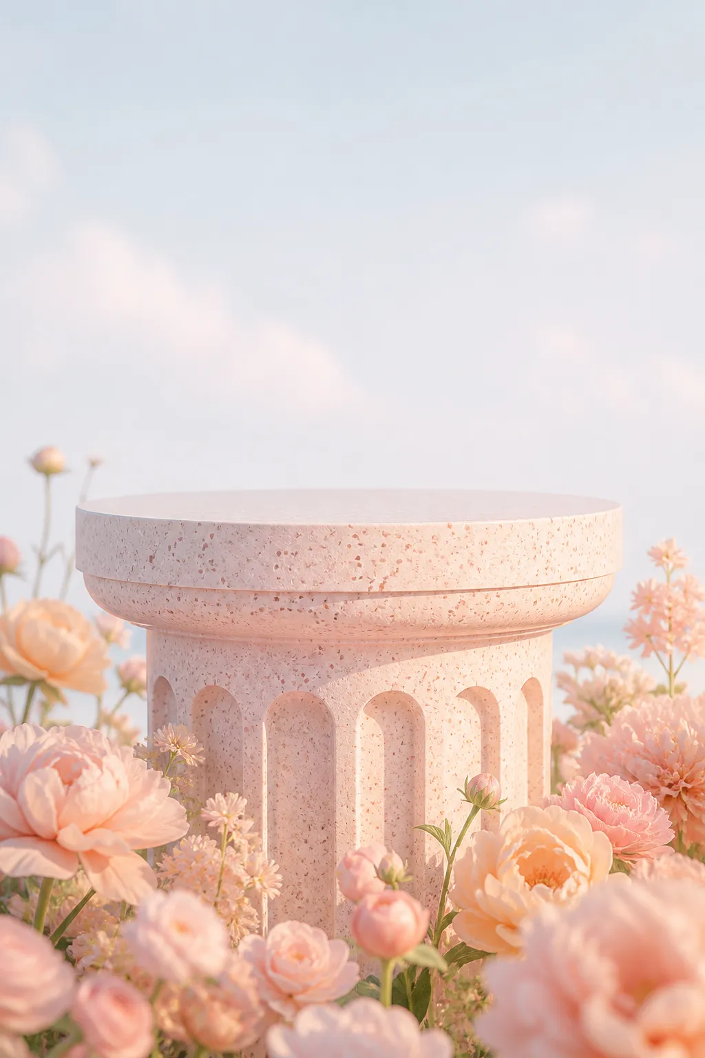 产品展示台 · 抽象设计背景 · 花卉植物场景｜AI图像生成提示词