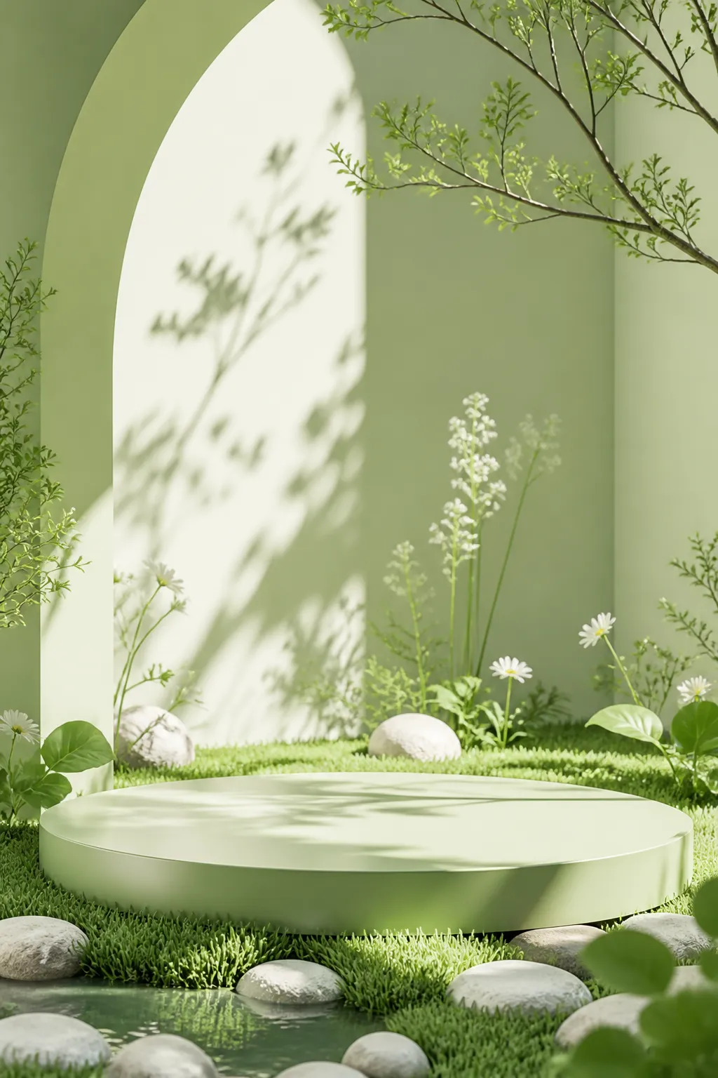 产品展示台 · 自然风景场景 · 花卉植物场景｜AI图像生成提示词