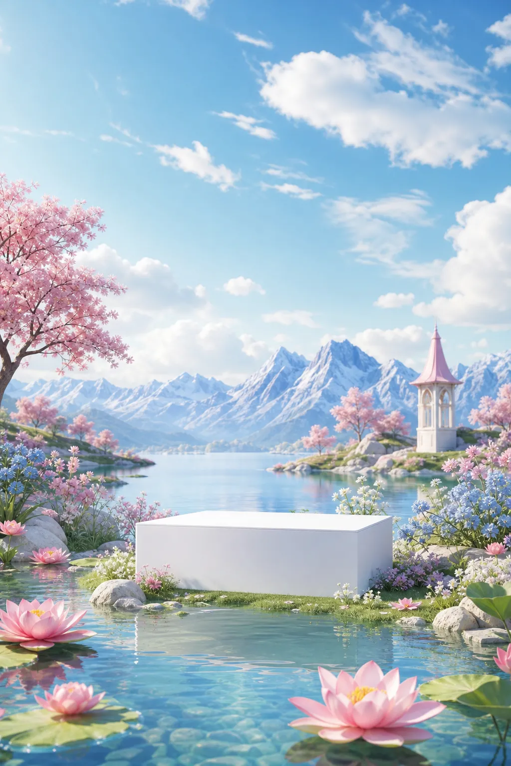 产品展示台 · 自然风景场景 · 花卉植物场景｜AI图像生成提示词