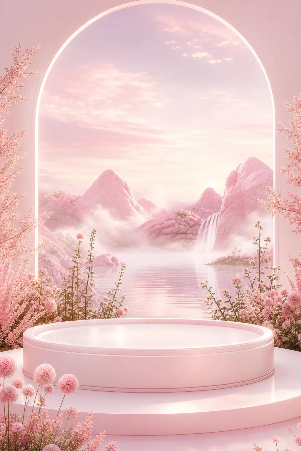 产品展示台 · 自然风景场景 · 花卉植物场景｜AI图像生成提示词