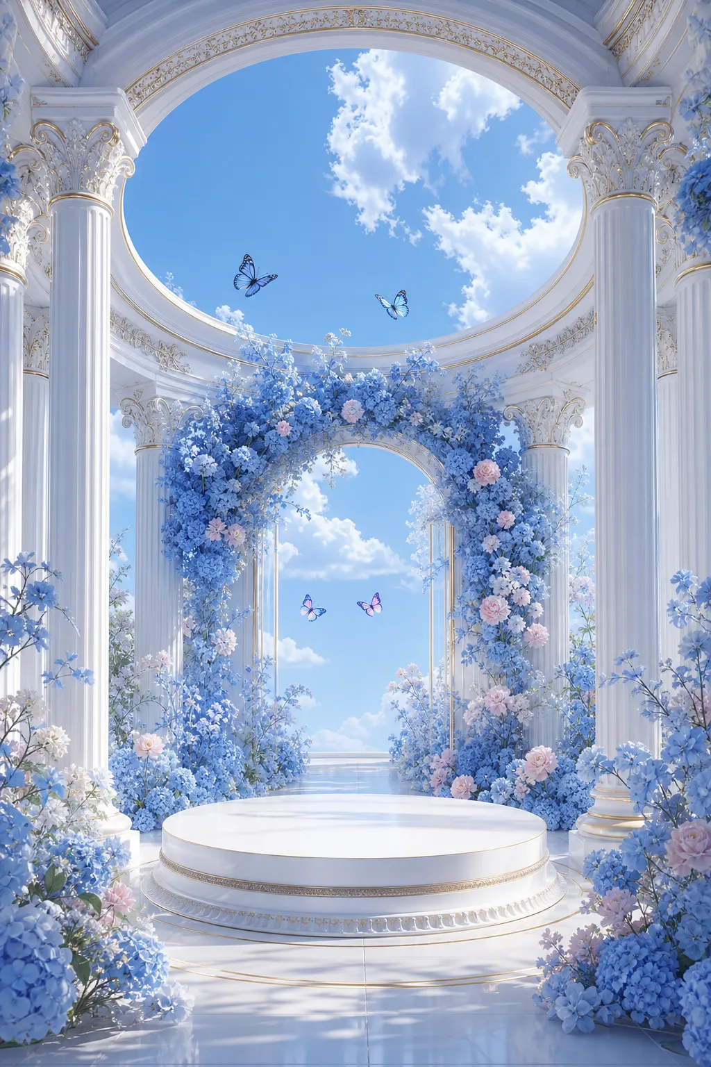 产品展示台 · 花卉植物场景｜AI图像生成提示词