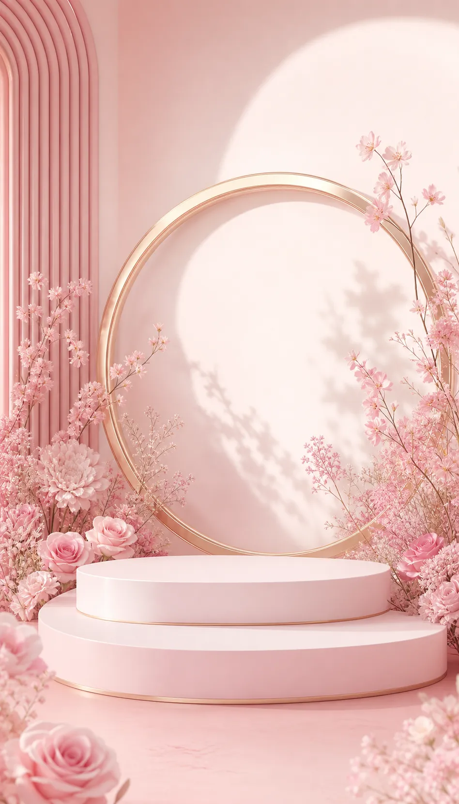 珠宝腕表样机 · 产品展示台 · 花卉植物场景｜AI图像生成提示词