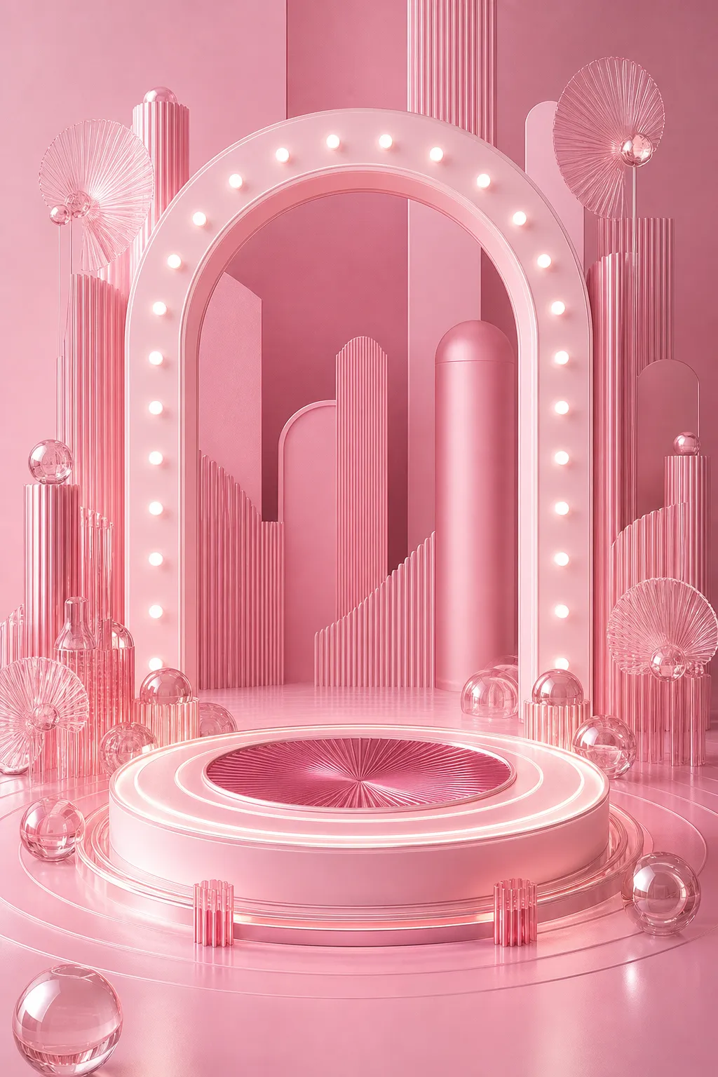 产品展示台 · 抽象设计背景｜AI图像生成提示词