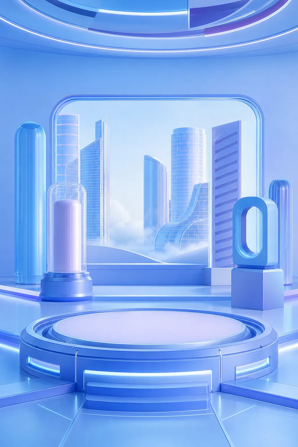 产品展示台 · 抽象设计背景 · 未来霓虹场景｜AI图像生成提示词