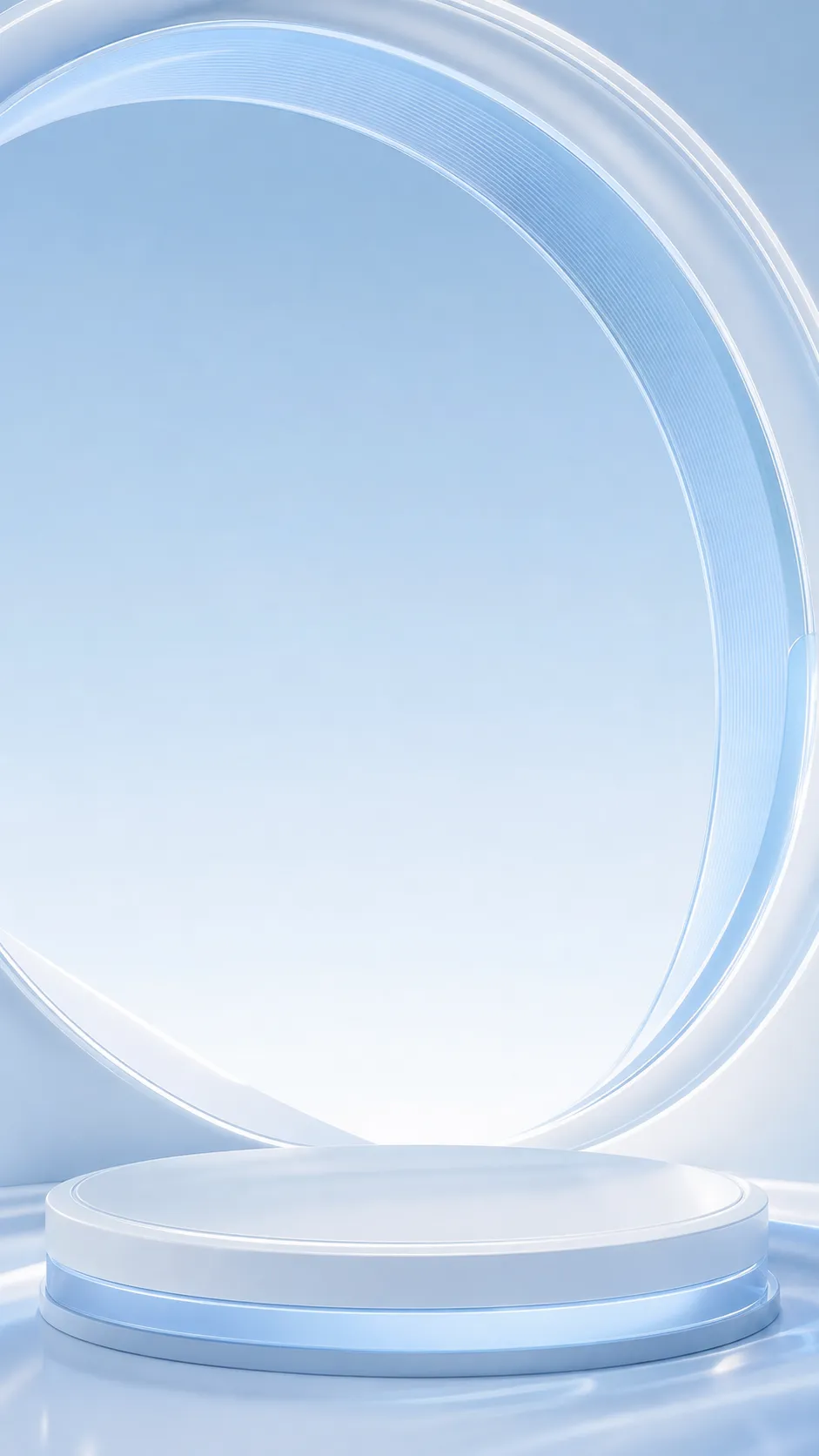 Blue and White Circular Product Display Podium Background｜AI Image Generation Prompts