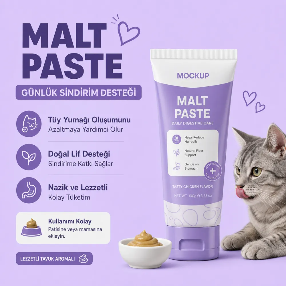 用于消化护理与毛球减少的猫用麦芽膏｜AI图像生成提示词