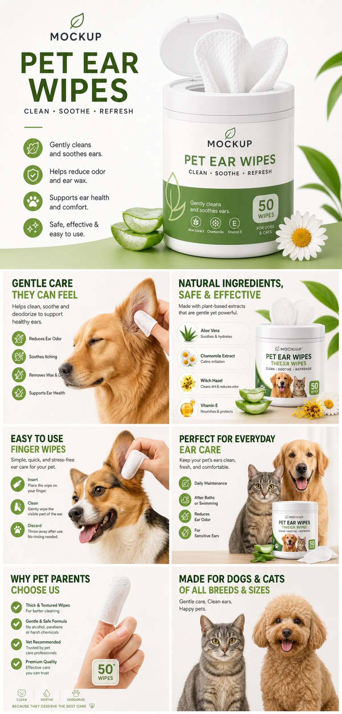 宠物耳部湿巾——适用于犬猫的清洁功能｜AI图像生成提示词