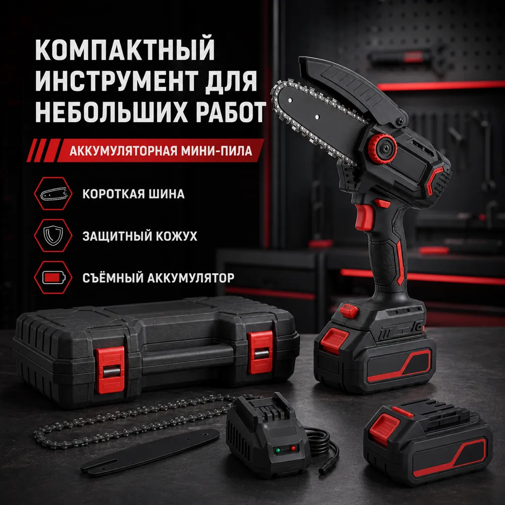 Cordless Mini Chainsaw Kit with Battery and Case｜AI Image Generation Prompts