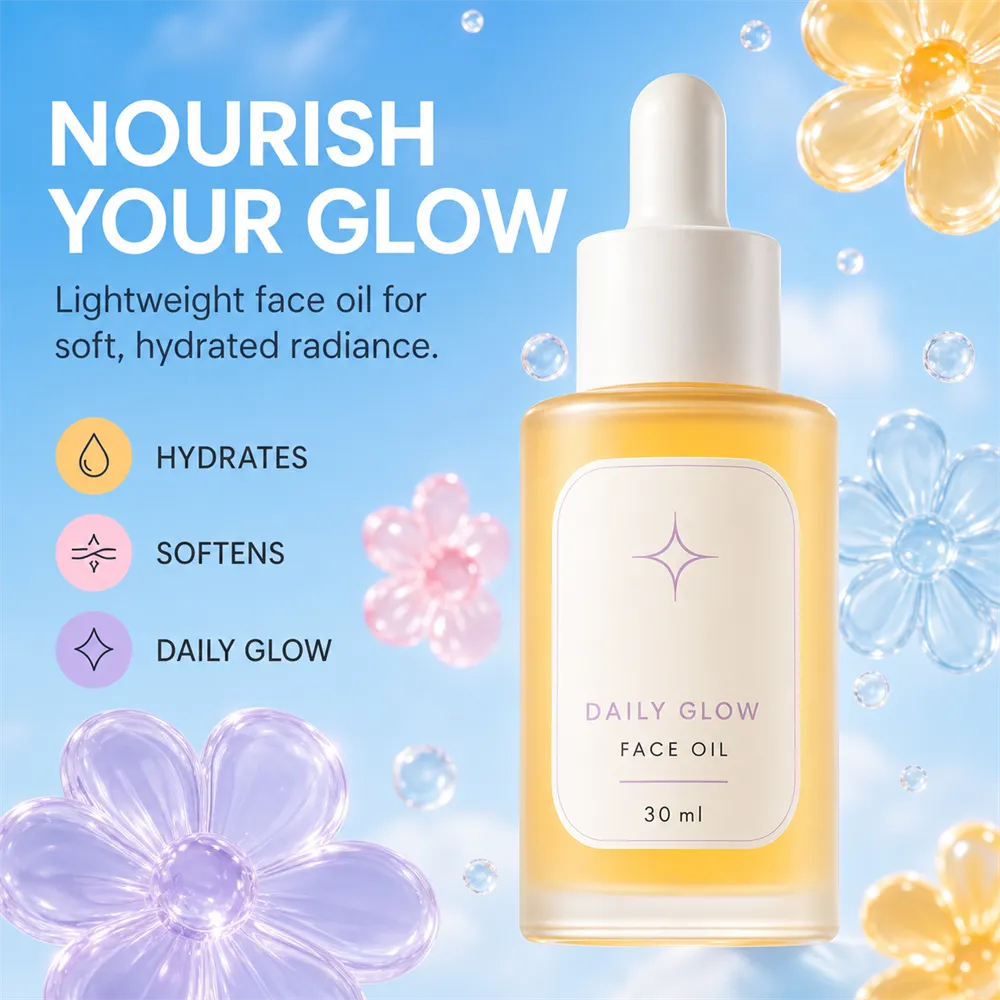 Daily Glow Face Oil for Hydrated Radiance｜AI Image Generation Prompts