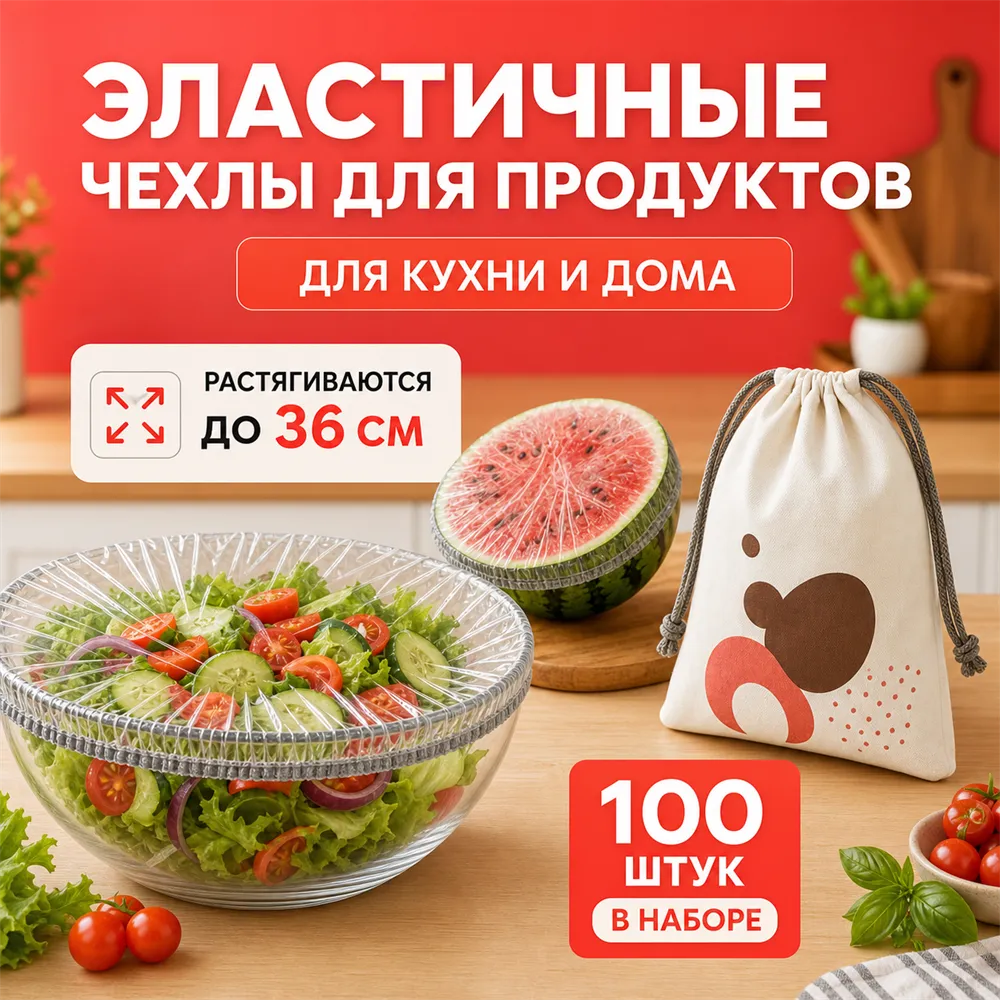厨房收纳用弹力食品罩套装｜AI图像生成提示词