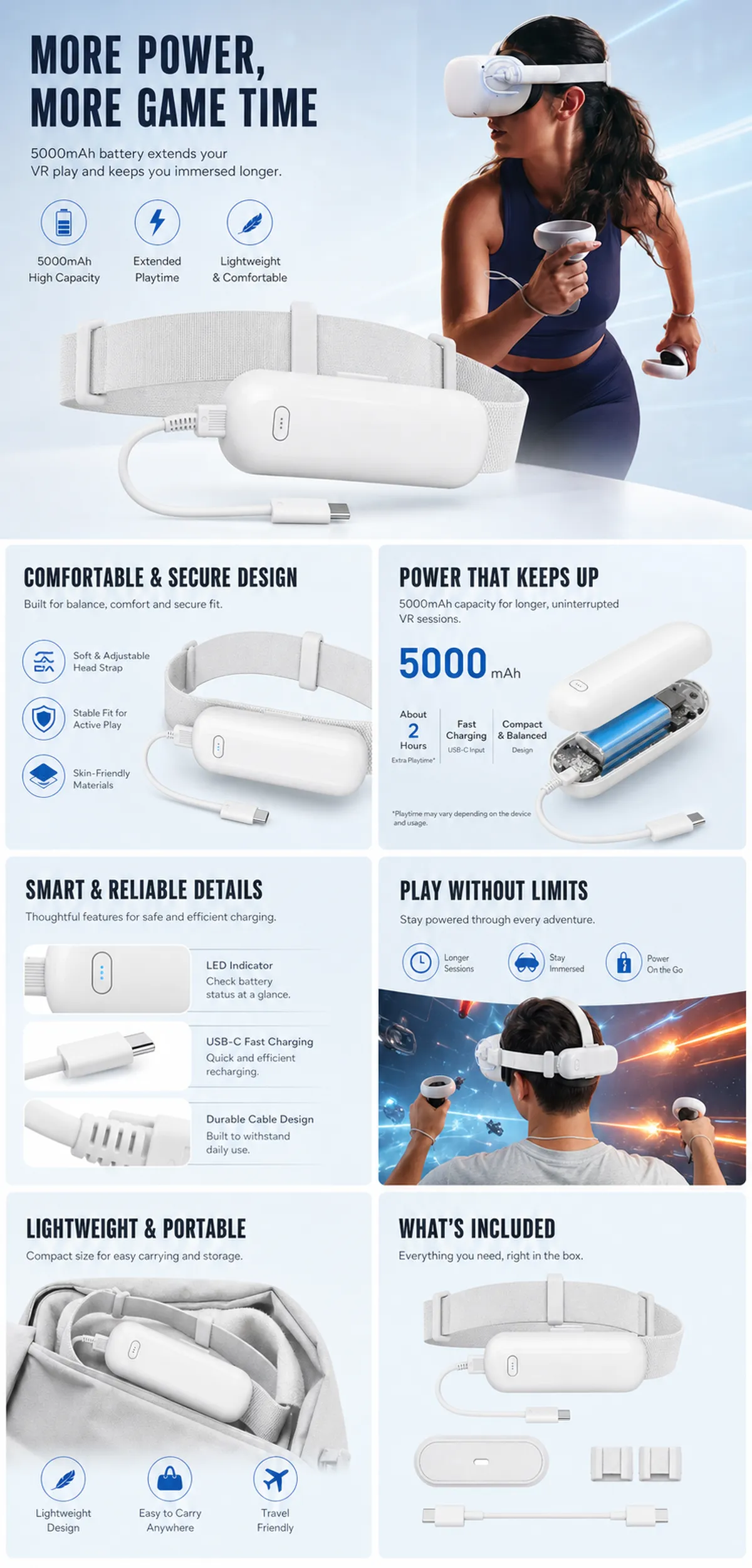 适用于VR头显的5000mAh电池绑带，延长续航｜AI图像生成提示词