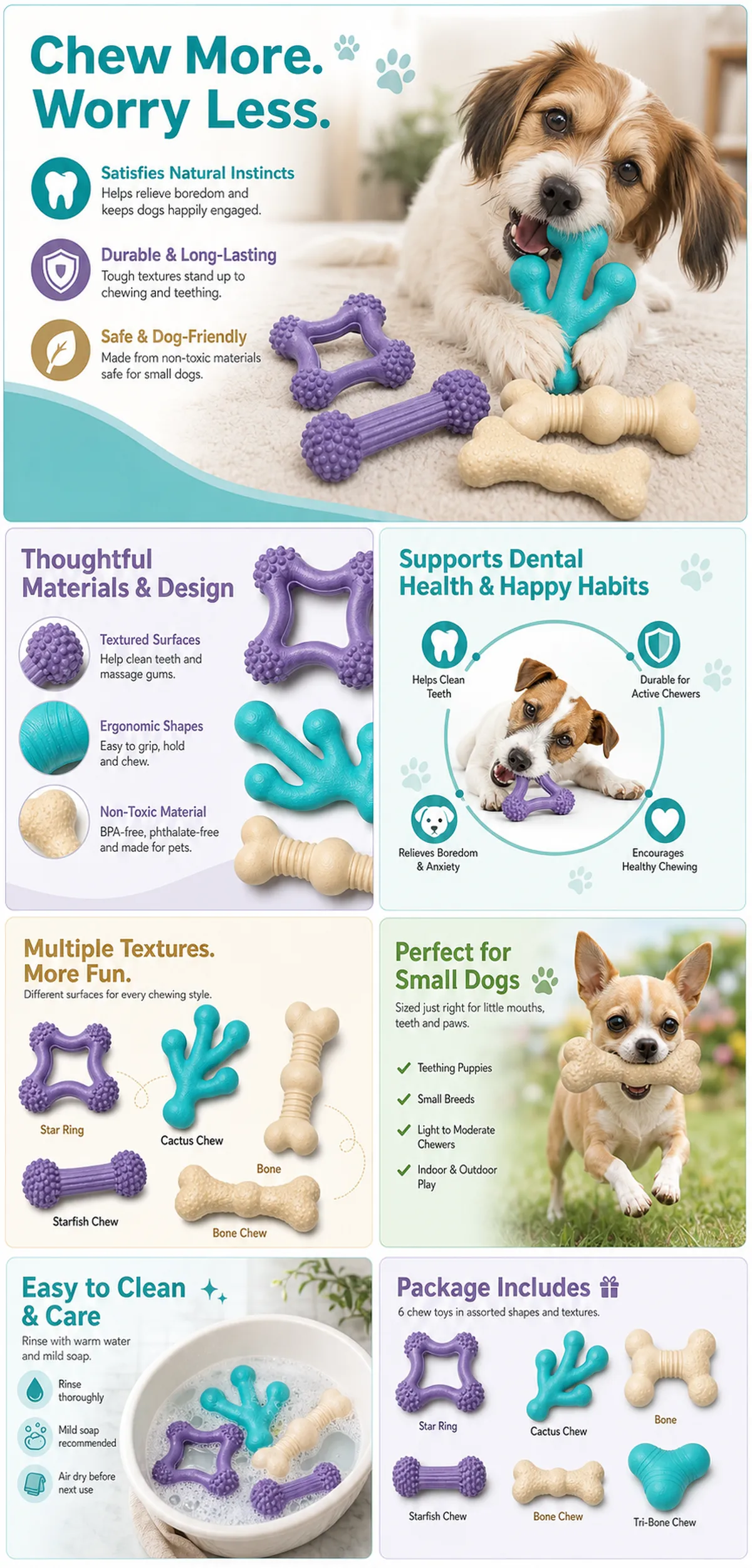耐用型小型犬咀嚼玩具套装｜AI图像生成提示词