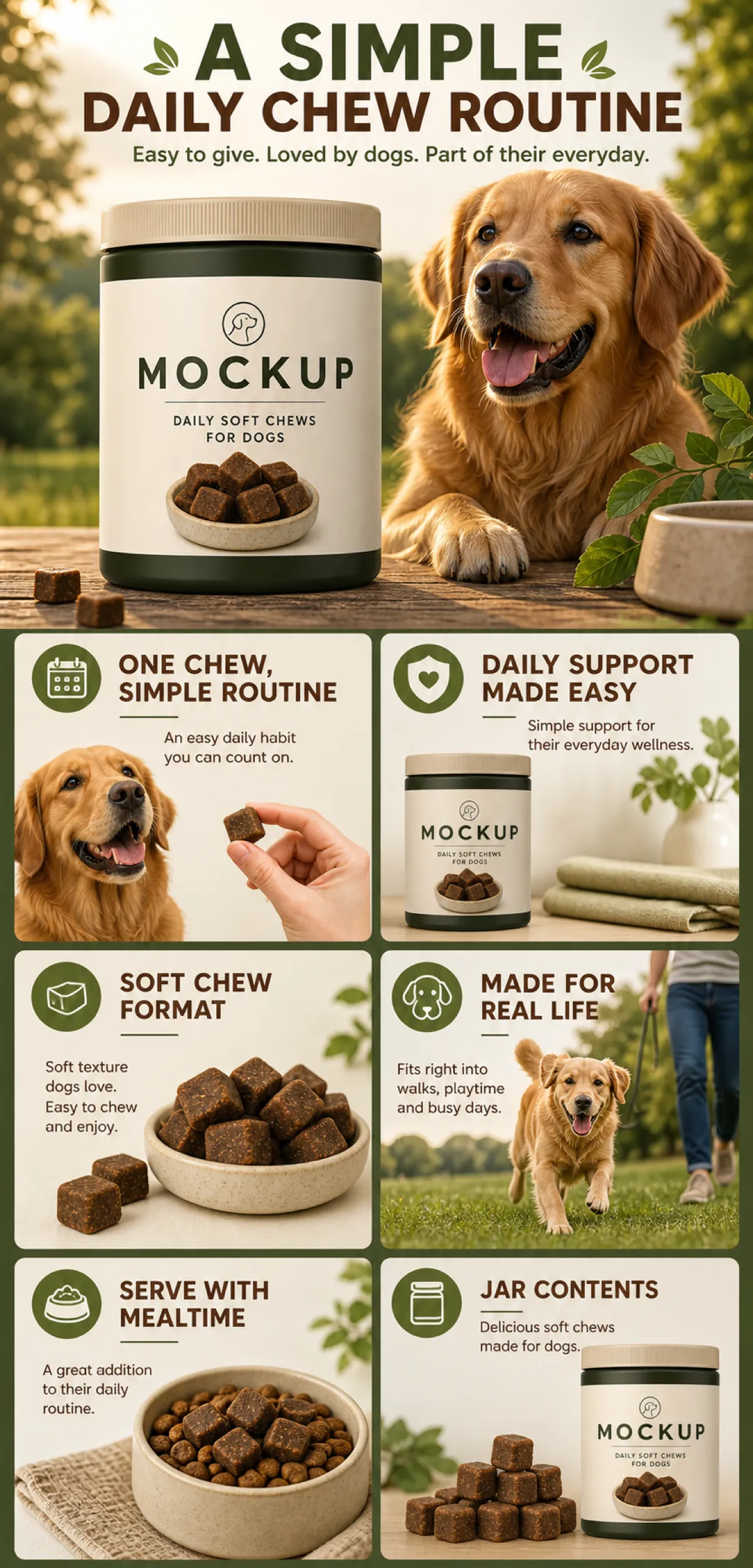Simple Daily Chew Routine For Dogs Mockup｜AI Image Generation Prompts
