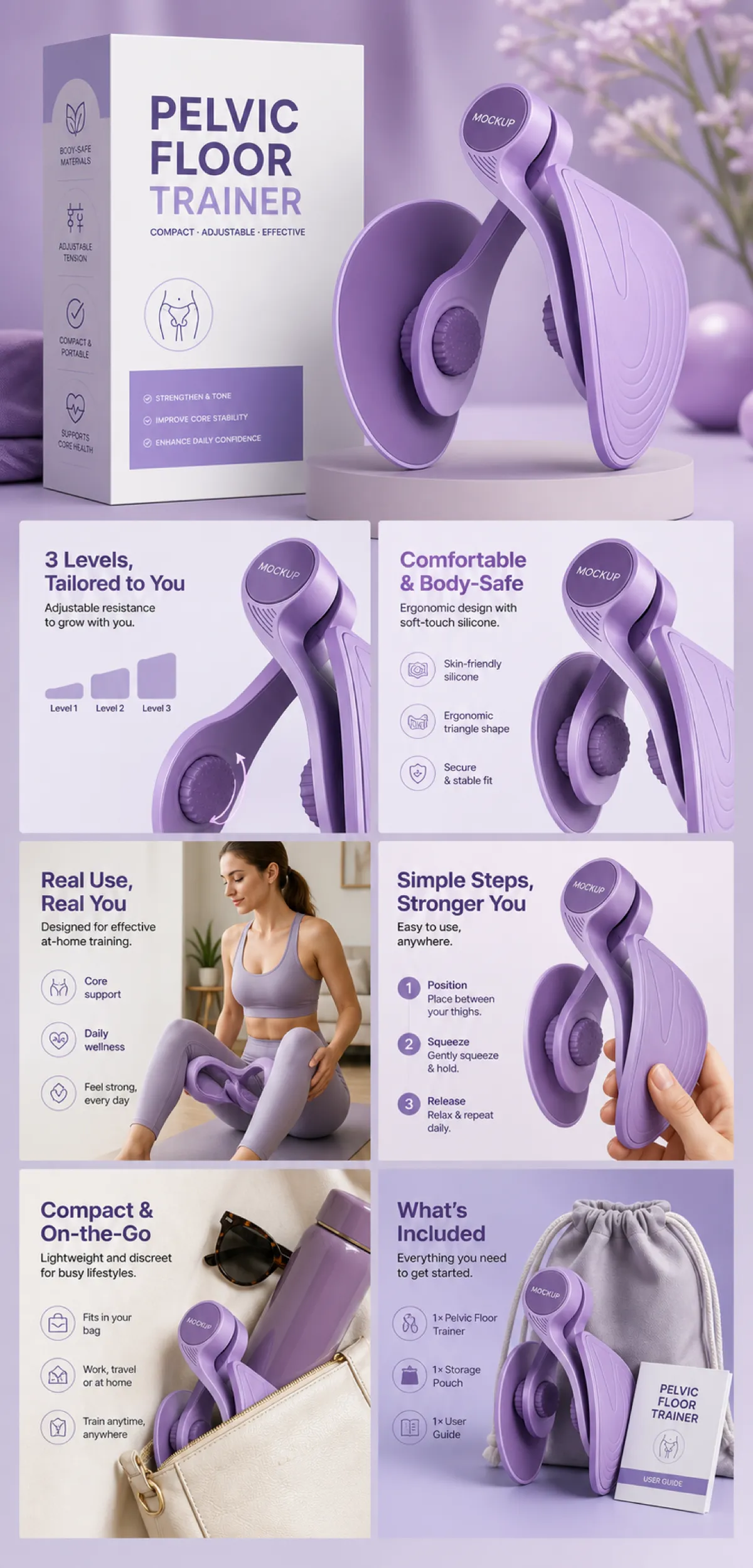 Purple Pelvic Floor Trainer for Core Strength｜AI Image Generation Prompts