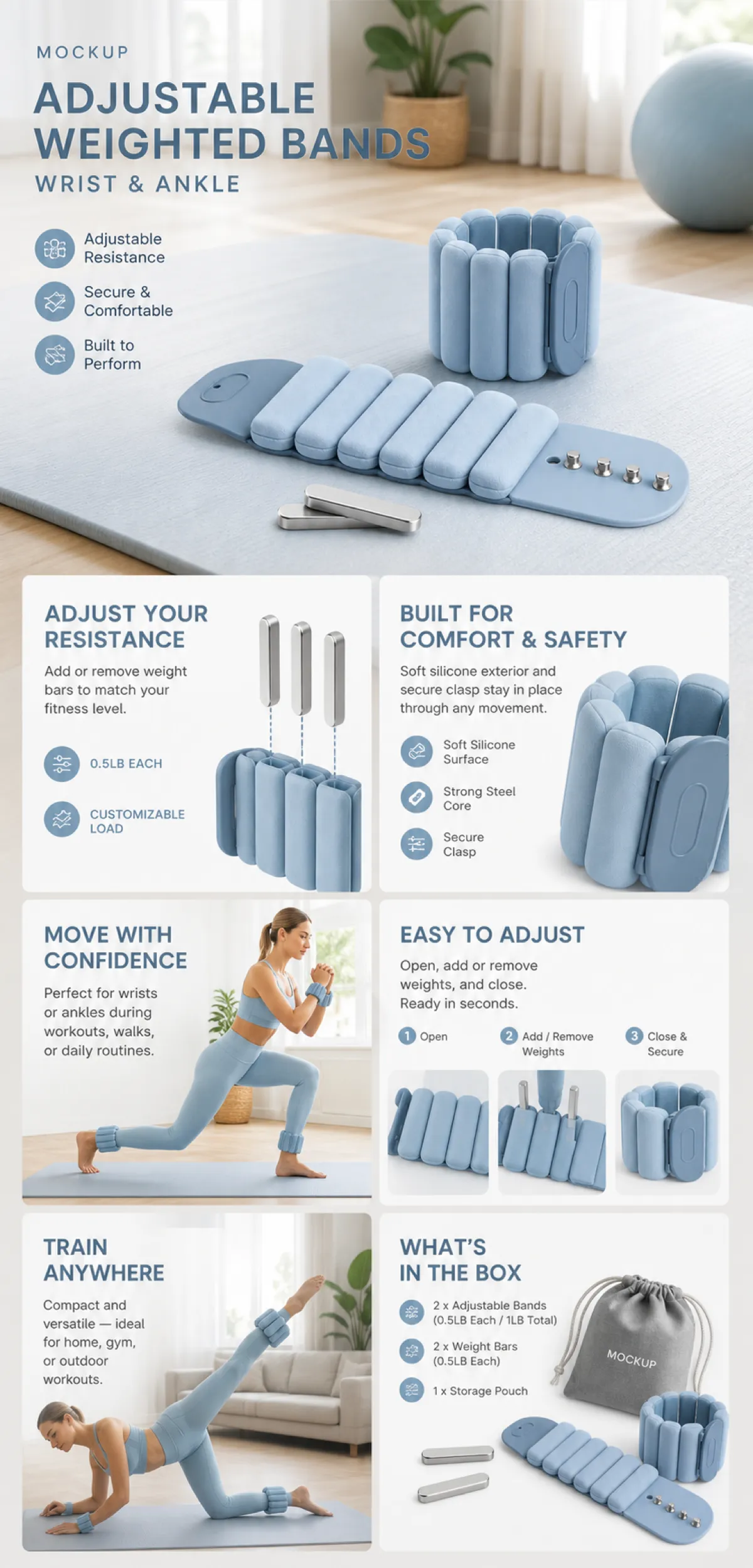 Adjustable Weighted Bands for Wrist and Ankle｜AI Image Generation Prompts