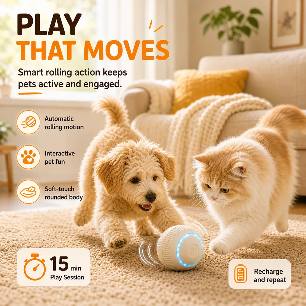 适用于犬猫的智能滚动玩具｜AI图像生成提示词