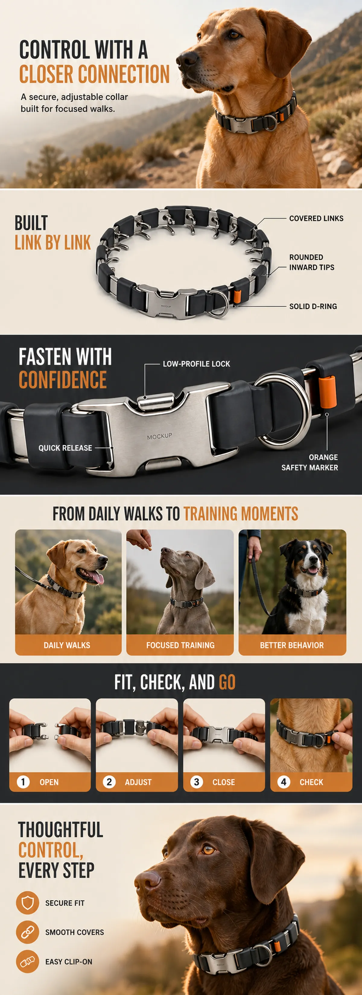 Secure Adjustable Dog Training Collar Features｜AI Image Generation Prompts