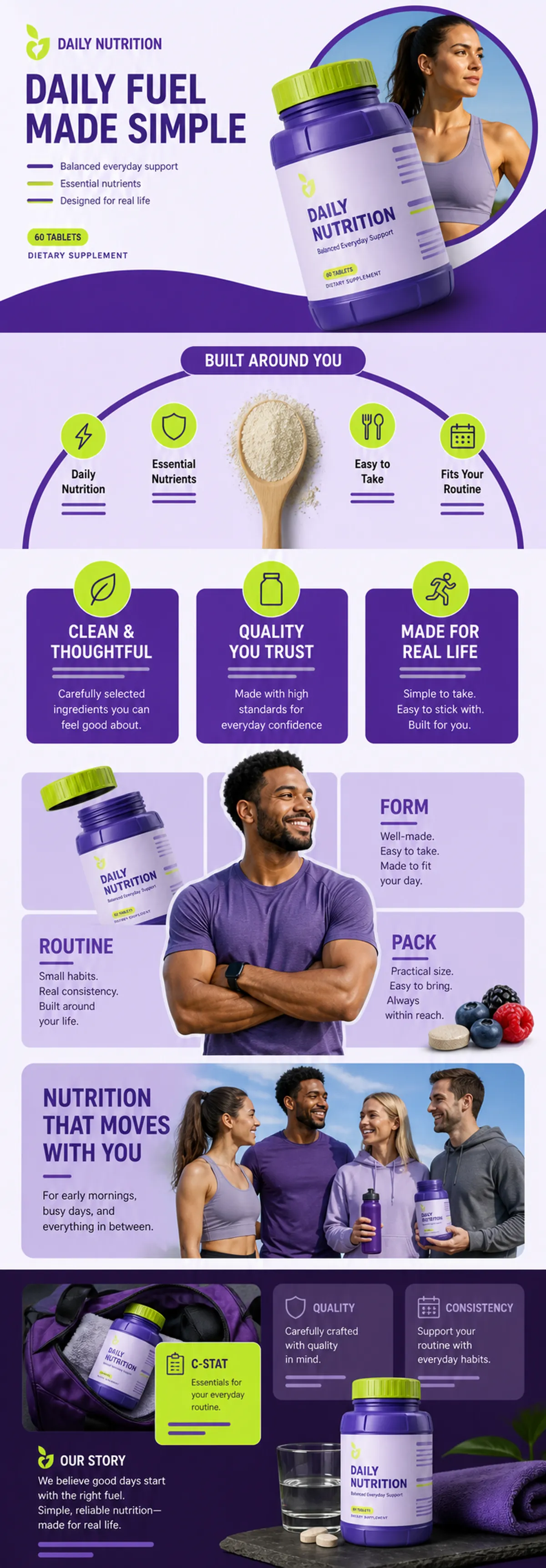 Daily Nutrition Dietary Supplement Infographic｜AI Image Generation Prompts