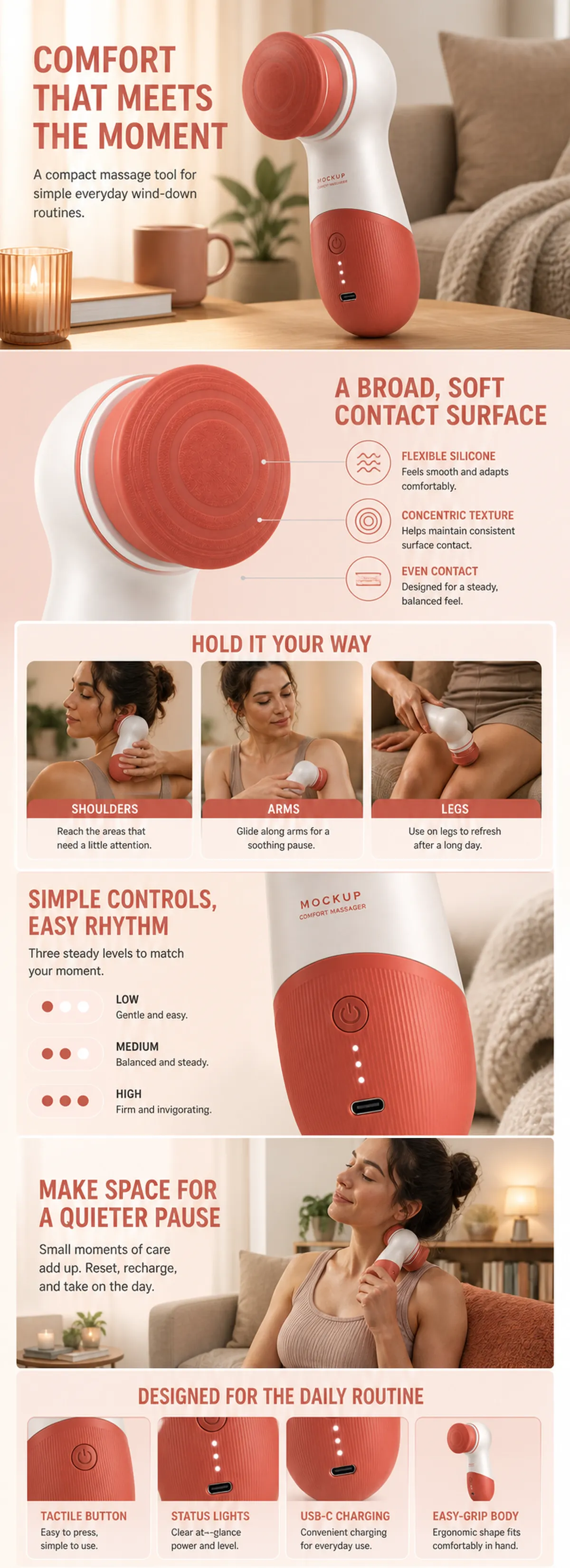 Compact Silicone Handheld Massager for Relaxation｜AI Image Generation Prompts