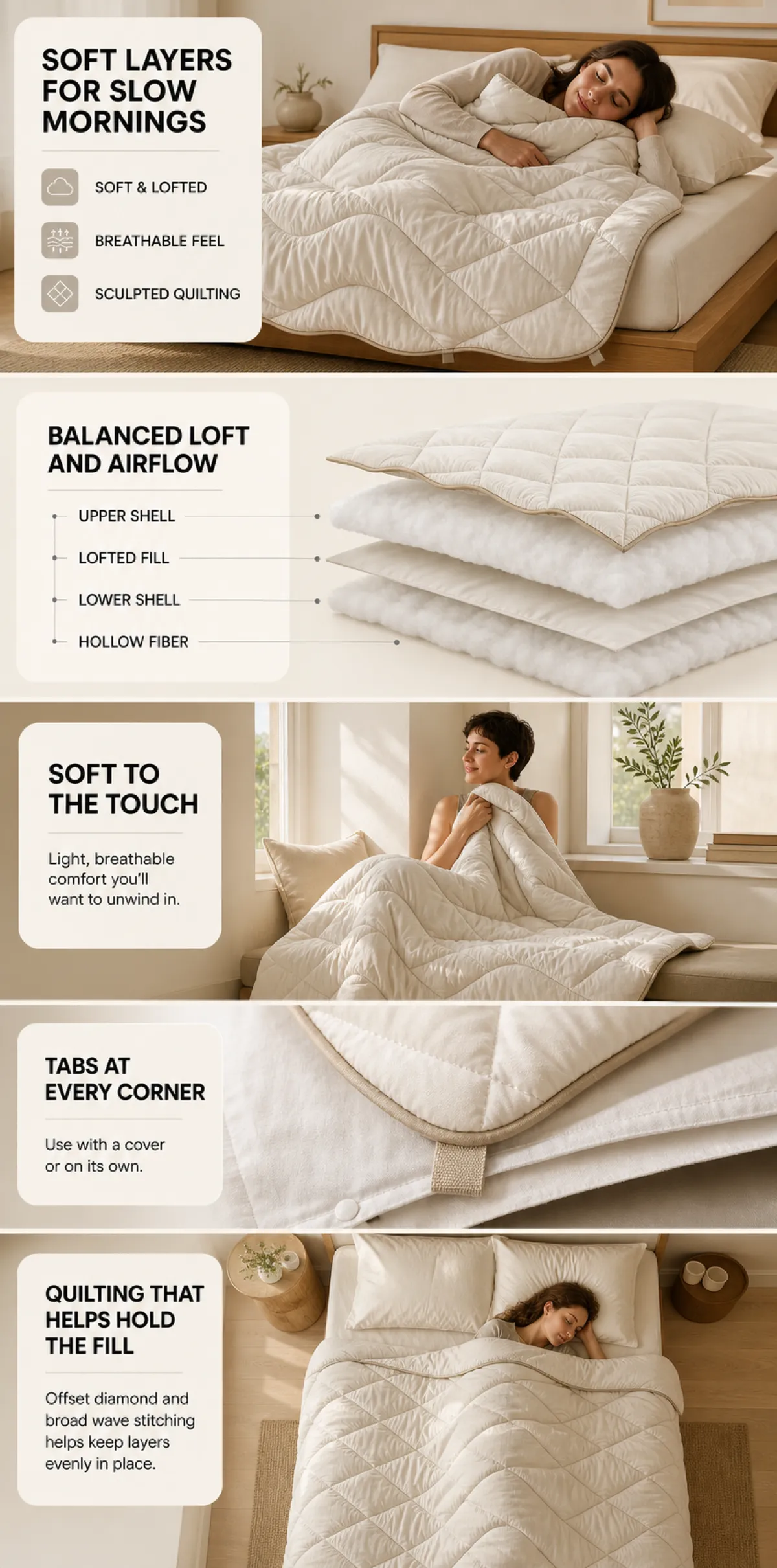 Soft Quilted Comforter Features and Layers｜AI Image Generation Prompts