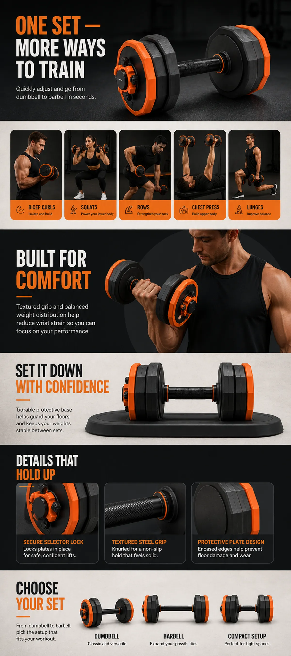 Adjustable Dumbbell and Barbell Set Features｜AI Image Generation Prompts