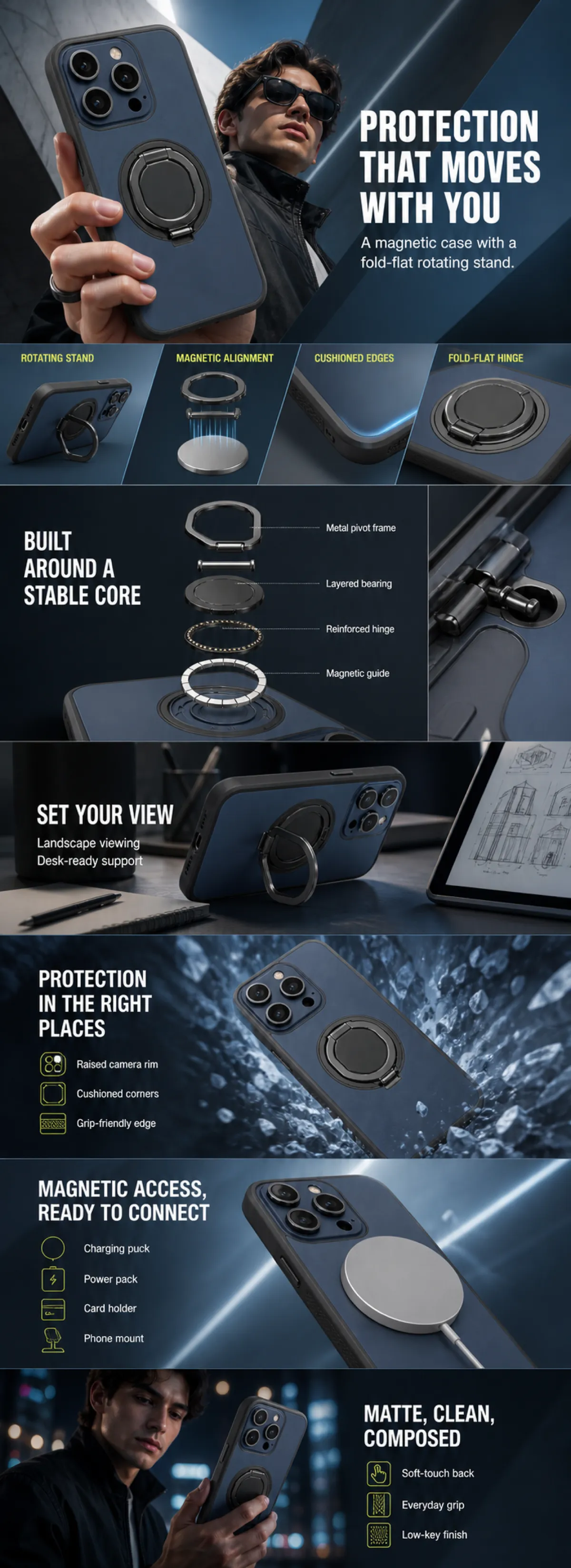 Magnetic Phone Case with Rotating Stand｜AI Image Generation Prompts