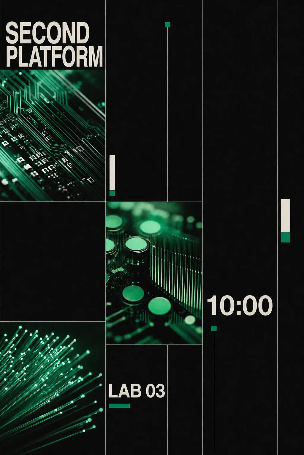 Second Platform Tech Poster with Green Circuitry｜AI Image Generation Prompts