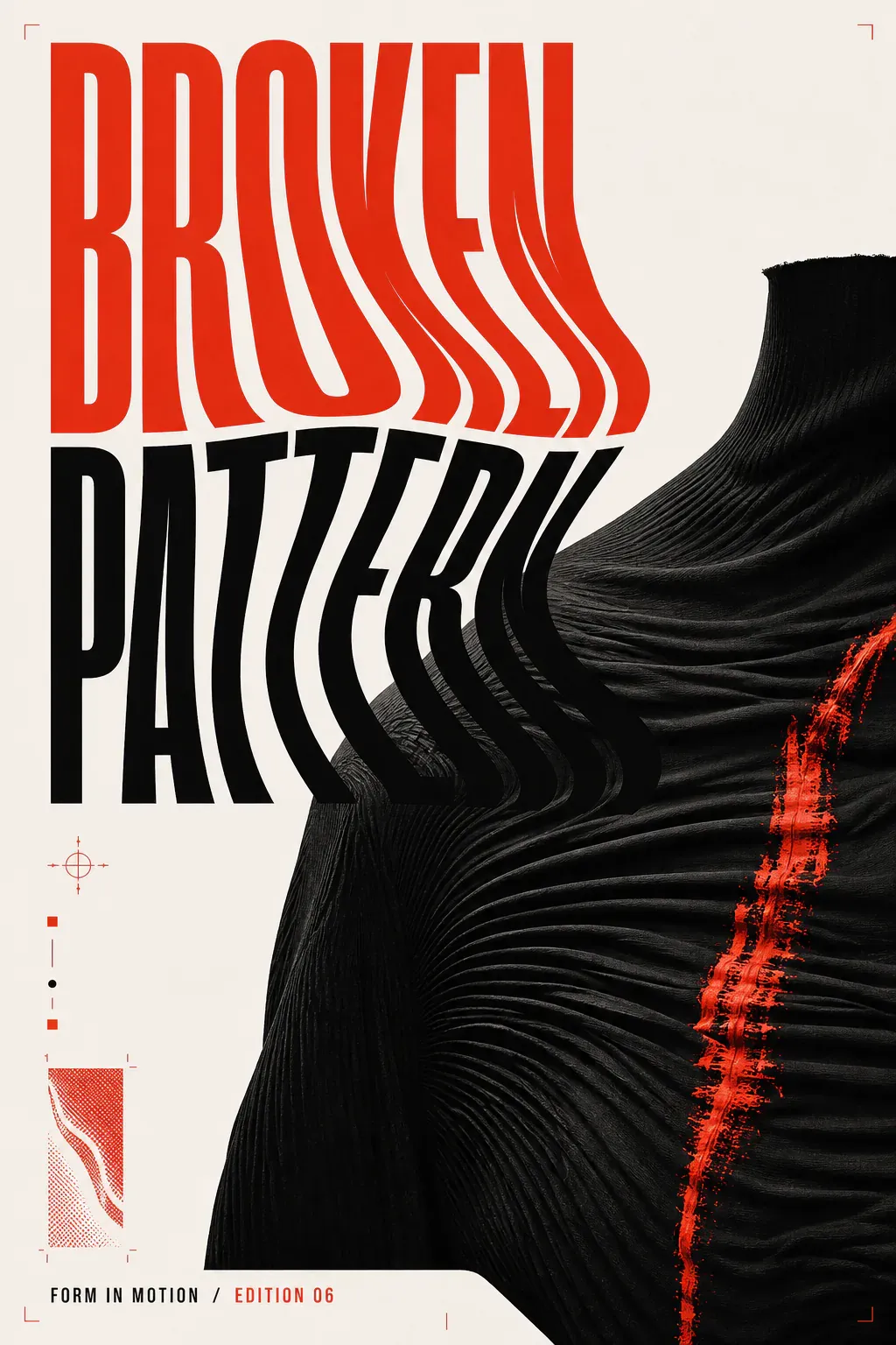 Broken Pattern Form In Motion Poster Design｜AI Image Generation Prompts