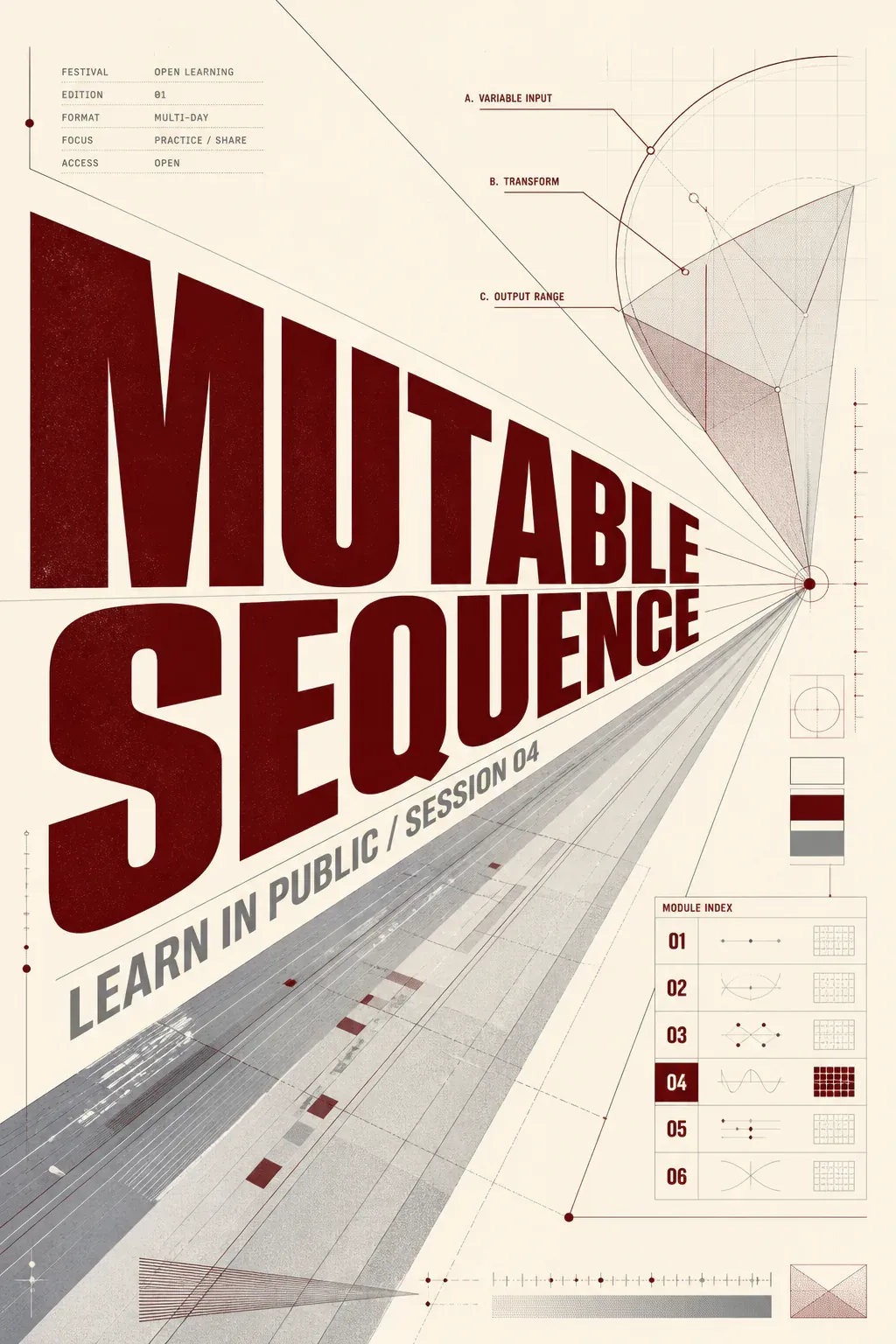 Mutable Sequence Open Learning Festival Poster｜AI Image Generation Prompts