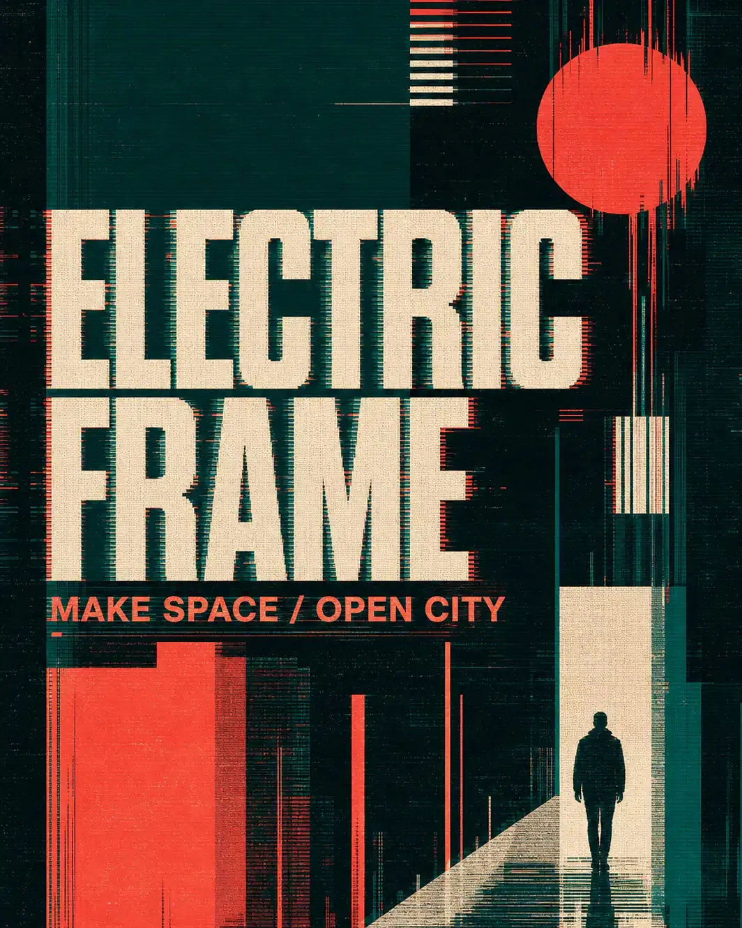 Electric Frame Open City Glitch Poster｜AI Image Generation Prompts