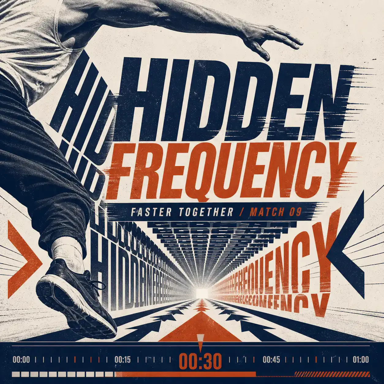 Hidden Frequency Retro Sports Poster with Runner Motion｜AI Image Generation Prompts