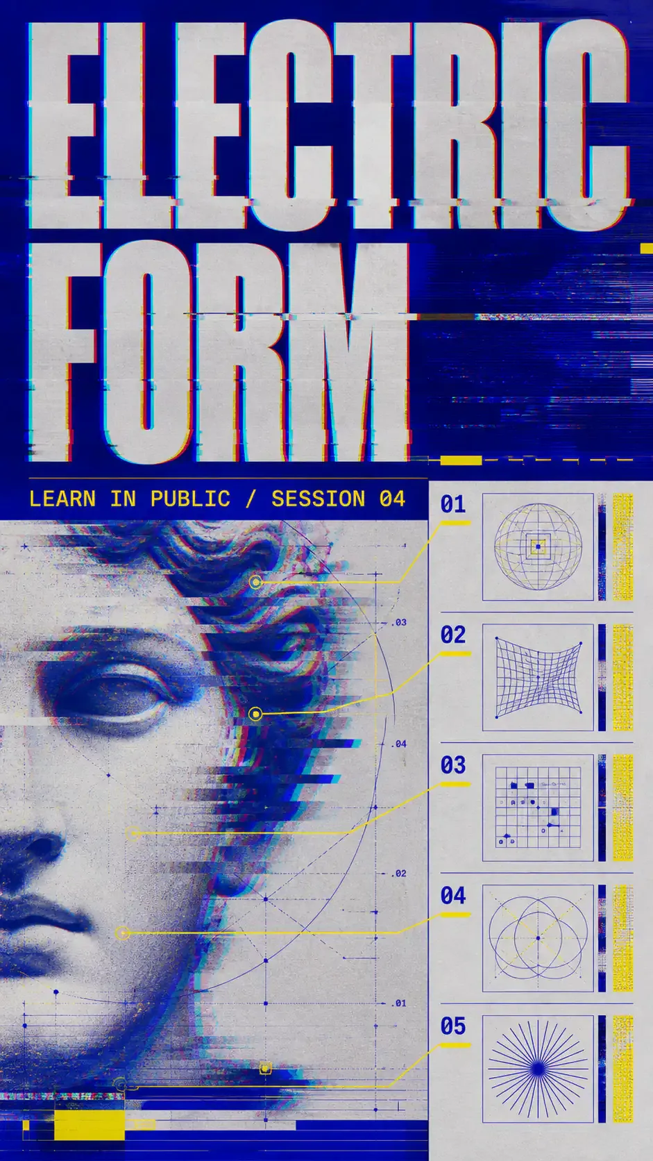 Electric Form Session 04 Glitch Art Poster｜AI Image Generation Prompts