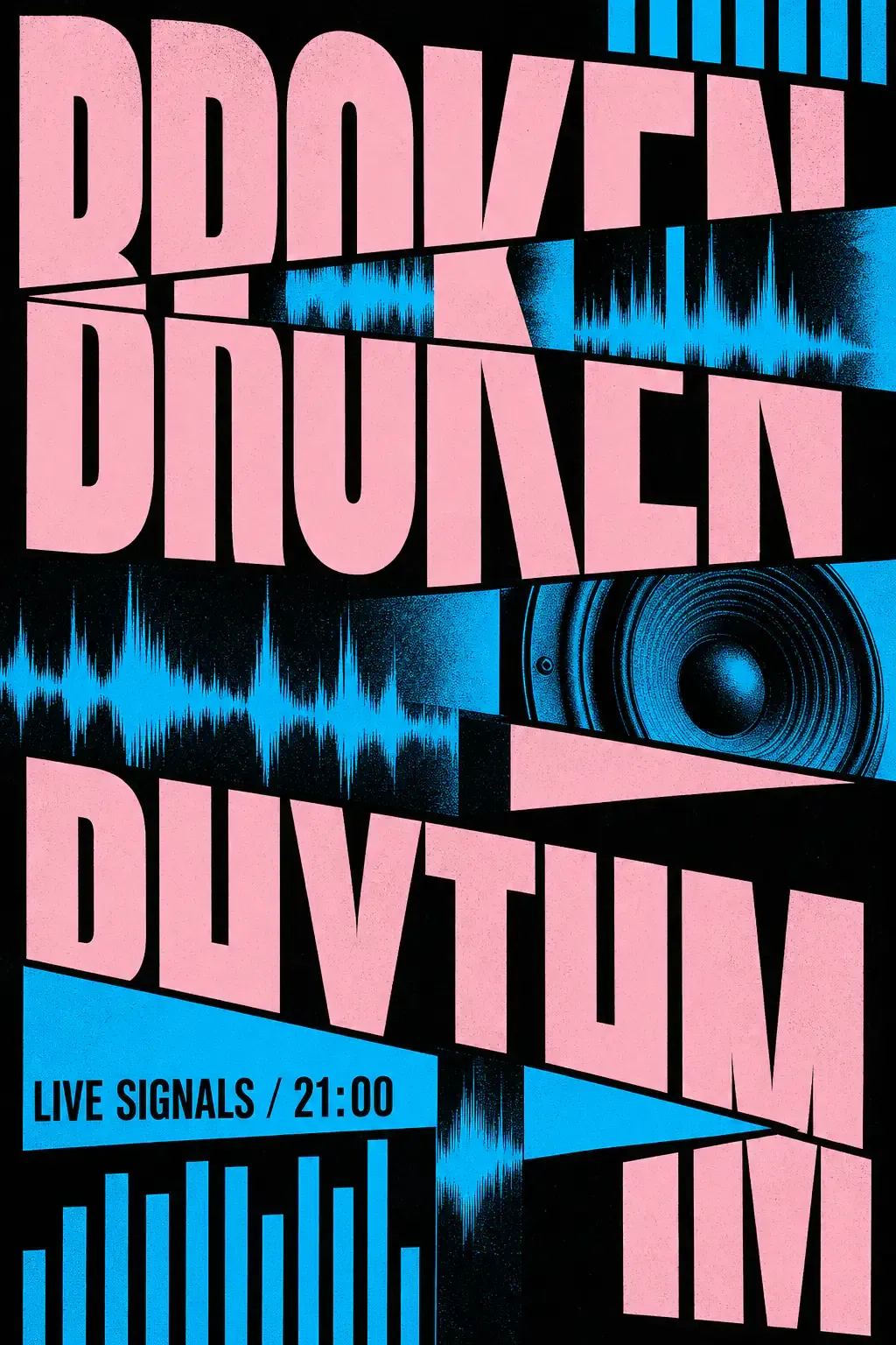 Live Signals Sound Wave Typography Poster｜AI Image Generation Prompts