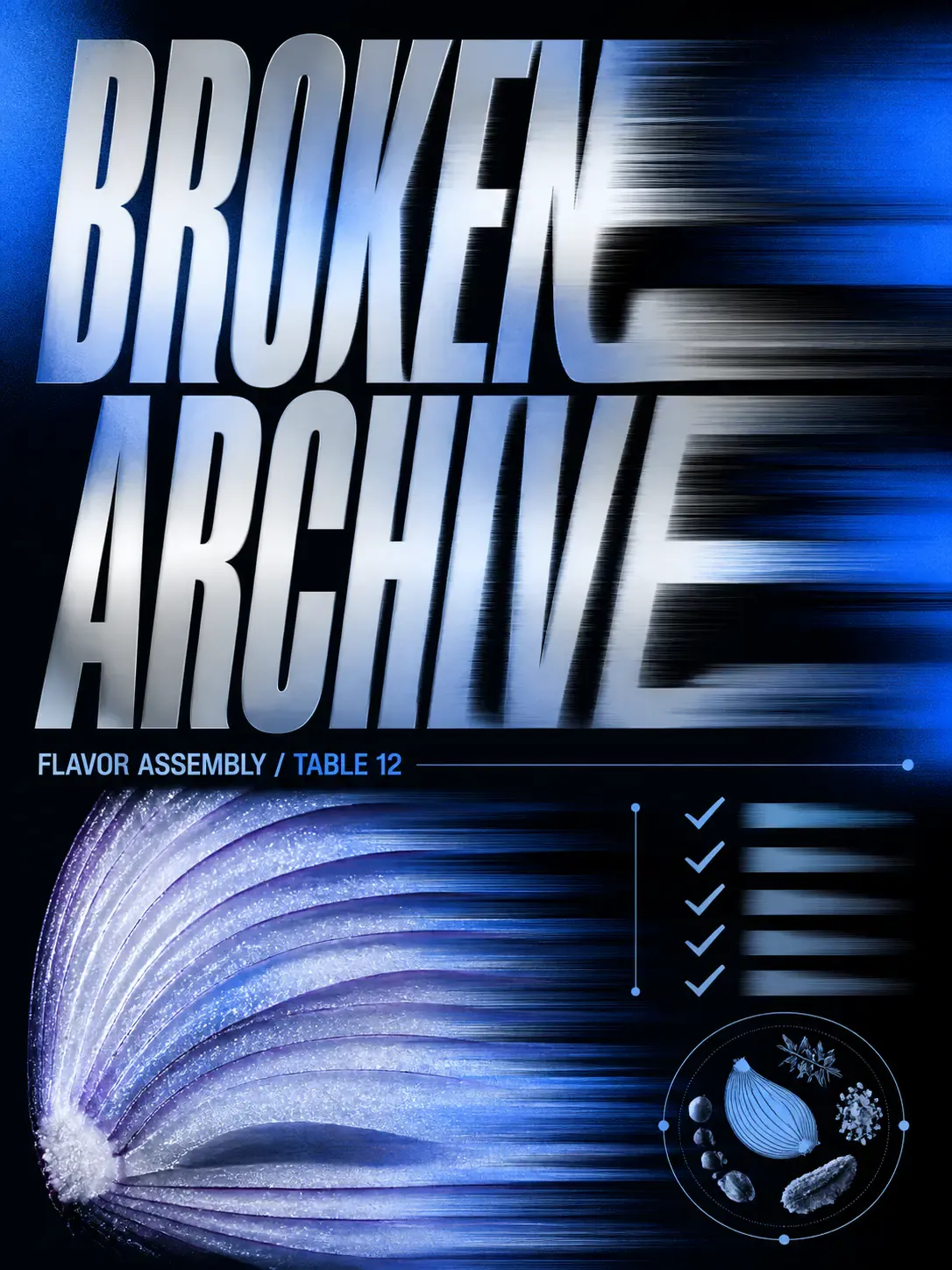 Broken Archive Flavor Assembly Table 12 Onion Graphic｜AI Image Generation Prompts