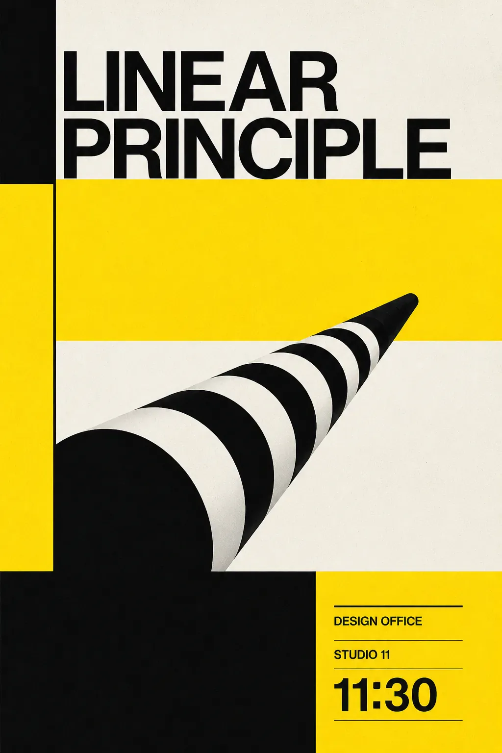Linear Principle Graphic Design Poster with Striped Cone｜AI Image Generation Prompts