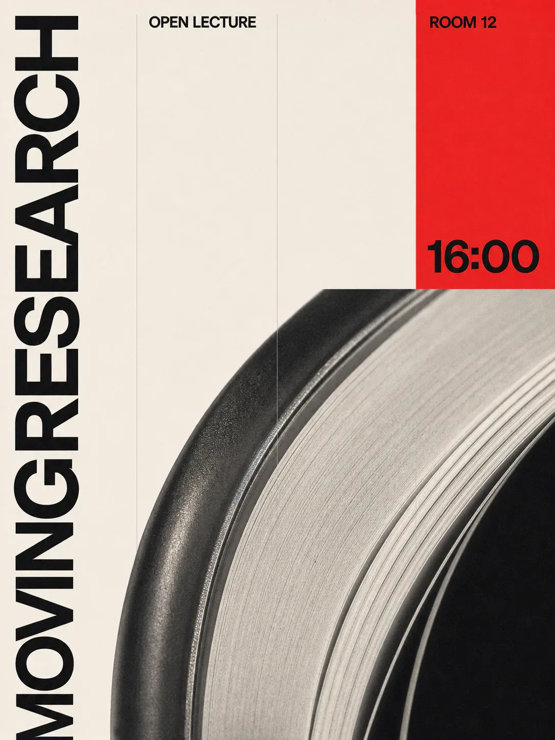 Moving Research Open Lecture Poster with Film Reel｜AI Image Generation Prompts
