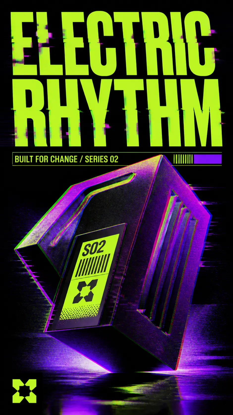 Electric Rhythm Series 02 Futuristic Glitch Art Poster｜AI Image Generation Prompts