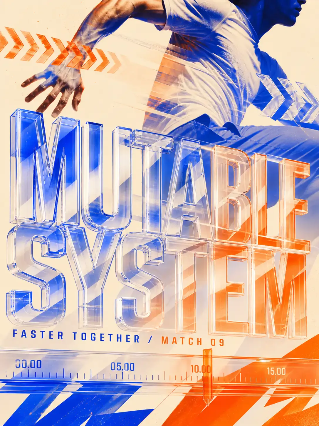 Mutable System poster with runner and timeline graphic｜AI Image Generation Prompts