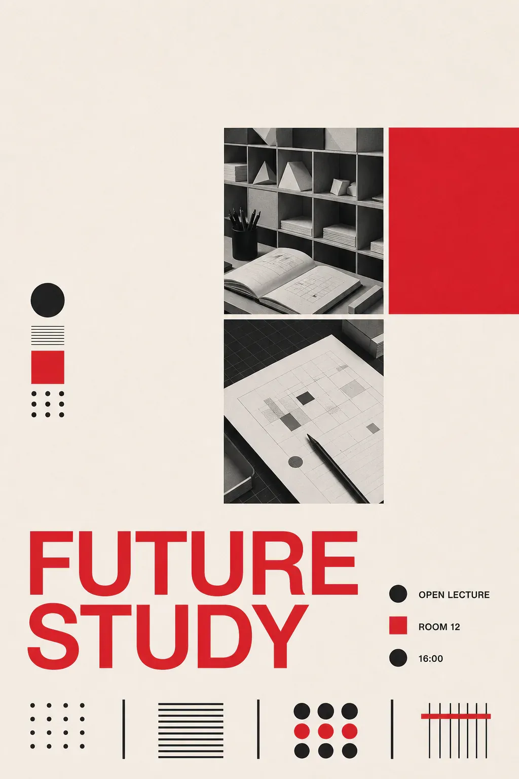 Future Study Open Lecture Minimalist Poster Design｜AI Image Generation Prompts