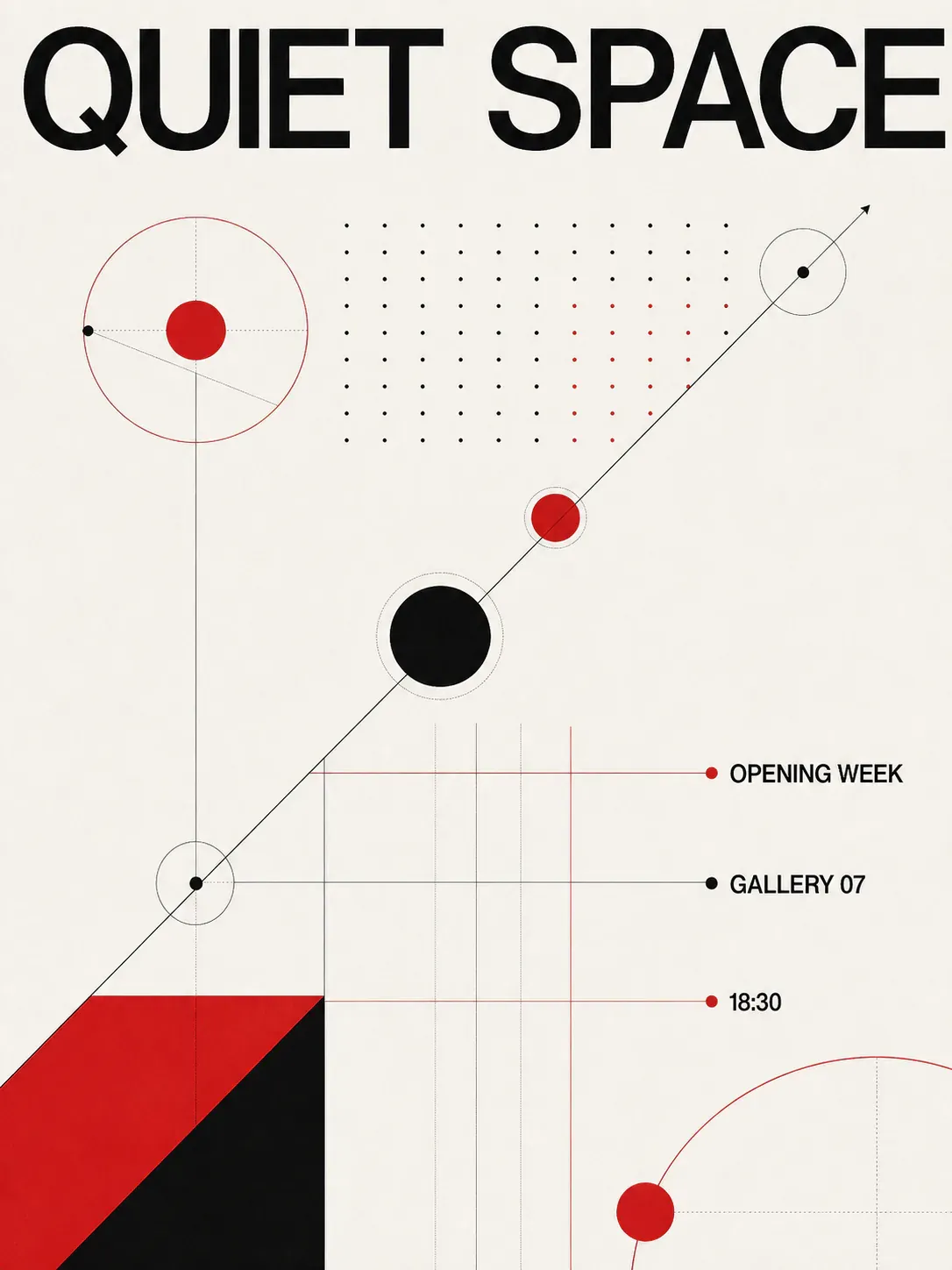 Quiet Space Geometric Art Poster for Gallery Opening｜AI Image Generation Prompts