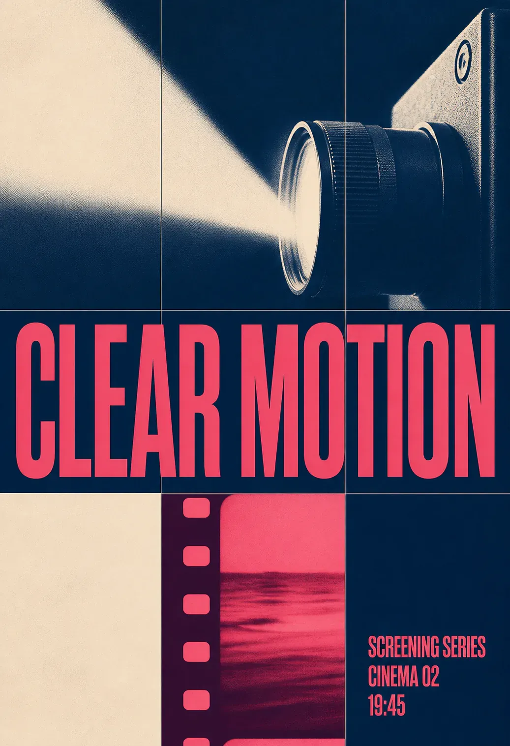 Clear Motion Cinema Screening Series Vintage Poster｜AI Image Generation Prompts