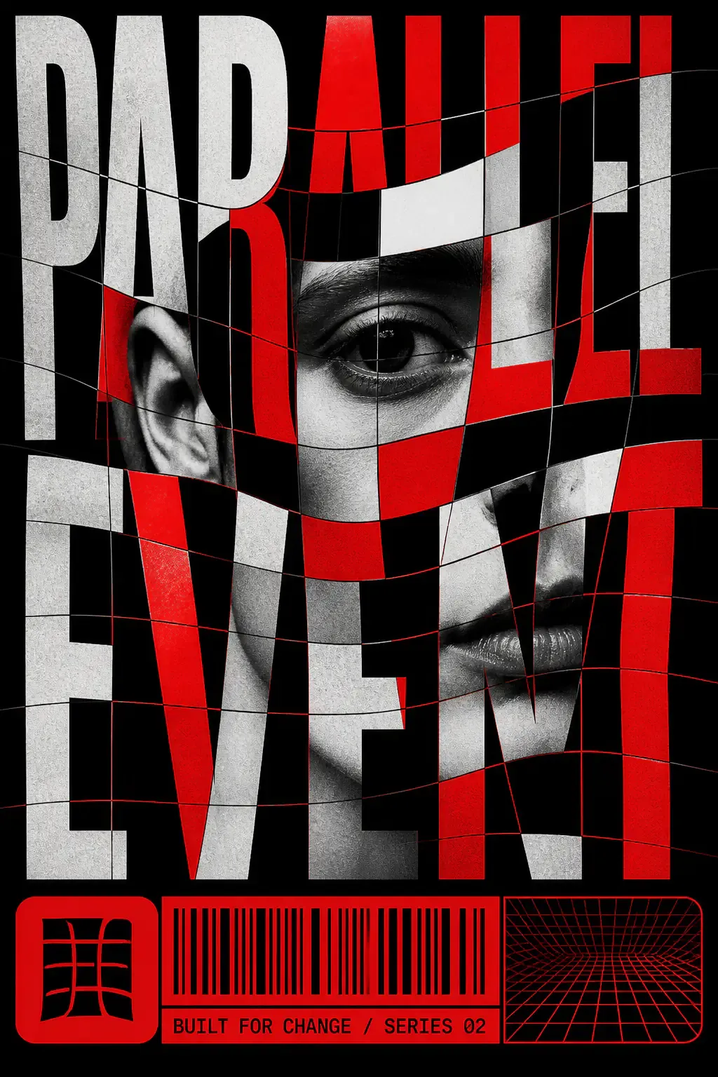 Parallel Event Distorted Face Poster Design｜AI Image Generation Prompts