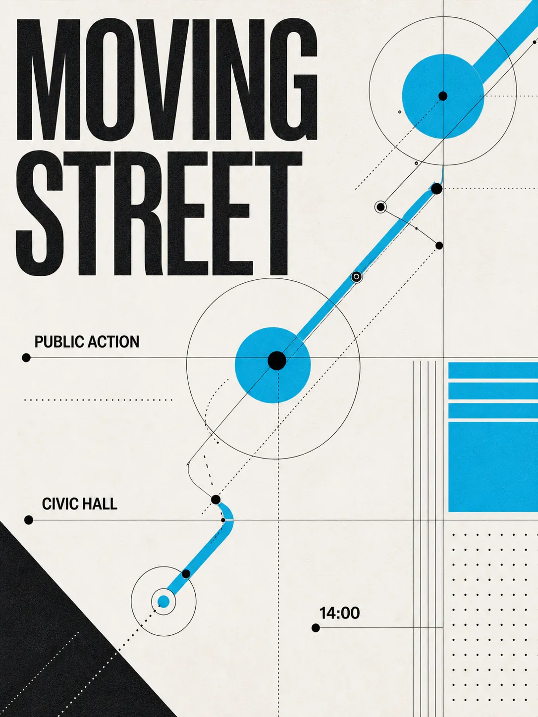 Moving Street Public Action Civic Hall Poster Design｜AI Image Generation Prompts