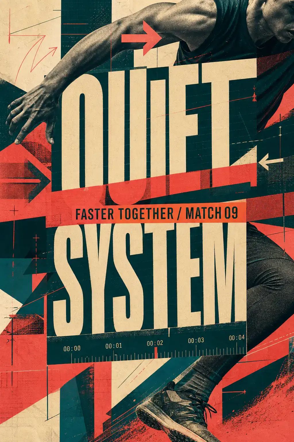 Quiet System Runner Poster with Bold Typography｜AI Image Generation Prompts
