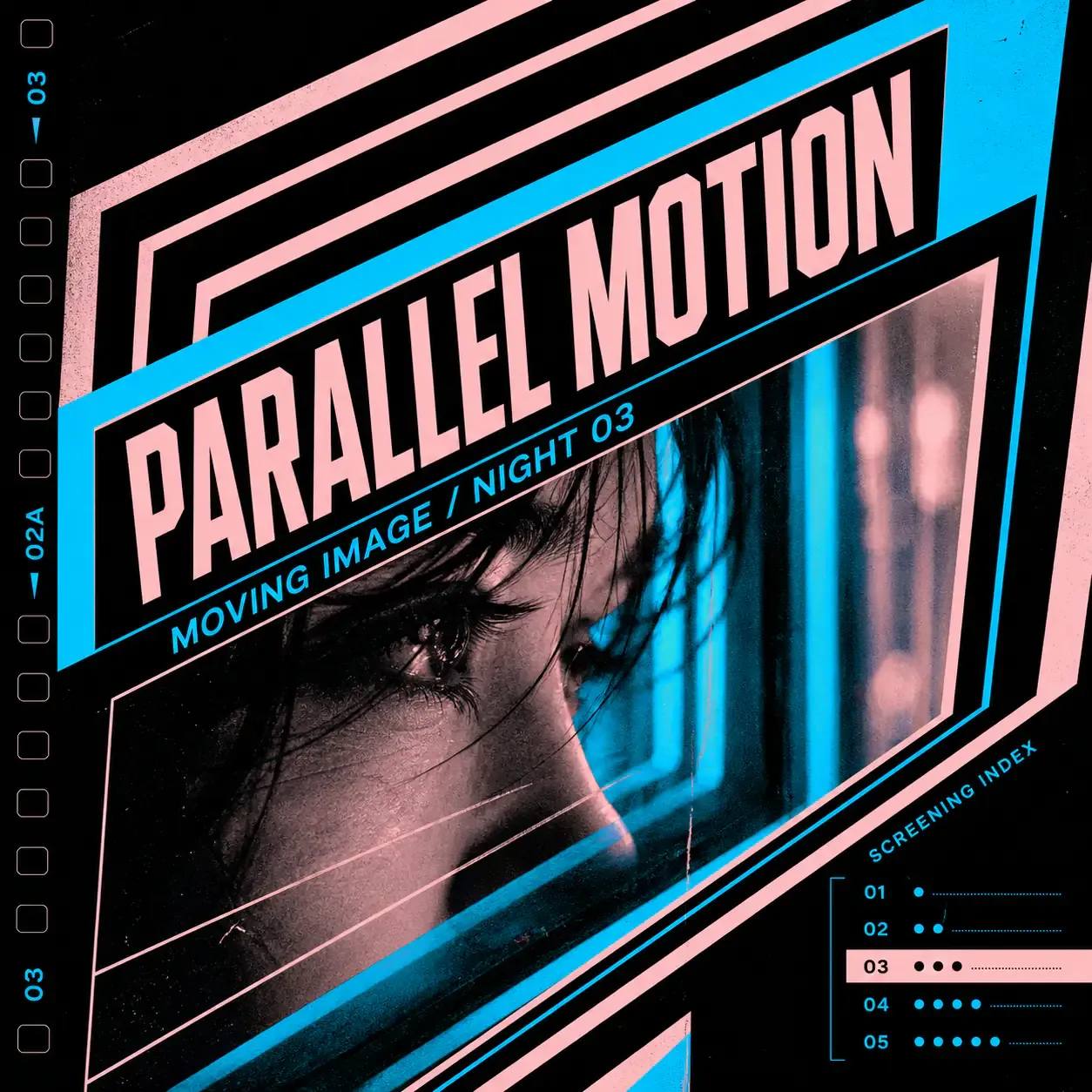 Parallel Motion Moving Image Night 03 Retro Poster｜AI Image Generation Prompts